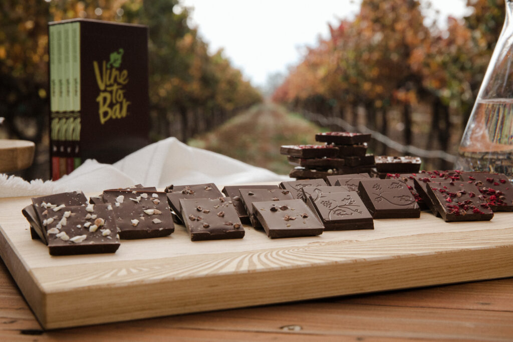 Chocolate on Chocuterie Board in vineyard